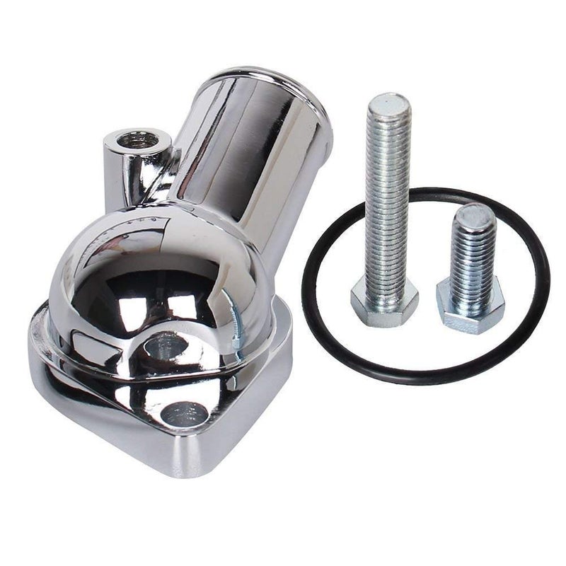 Carbole 21 Degree Chrome Water Neck Thermostat Housing Fit For Chevy V8 5.7L 350 454 Small Big Block - Image 1